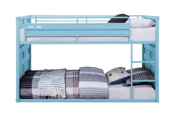  this Cargo twin over twin bunk bed is excellent for low ceiling bedrooms. With its whimsical shipping container design and sturdy metal frame
