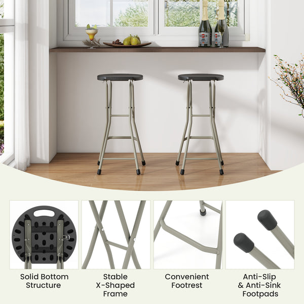 Provide comfortable sitting experience with footrests and wide seat<br>Hold up to 330 lbs with heavy duty steel frame<br>X-shaped frame and non-slip foot pads for additional stability<br>Lightweight structure and built-in handle for hassle-free movement<b