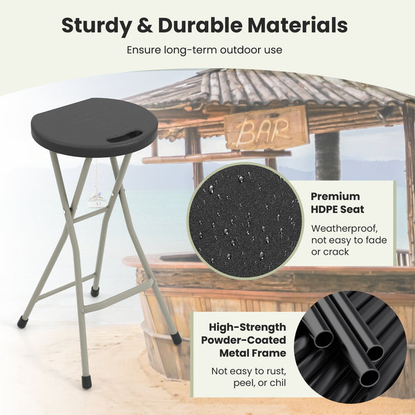 Provide comfortable sitting experience with footrests and wide seat<br>Hold up to 330 lbs with heavy duty steel frame<br>X-shaped frame and non-slip foot pads for additional stability<br>Lightweight structure and built-in handle for hassle-free movement<b