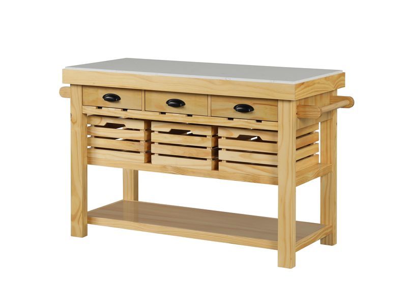 Rectangular Kitchen IslandStorage: 3 Drawers & 3 Pull Out BasketsFull Extension Drawer GlideSide Metal GlideMarble Top<br/><br/><b>Product Features</b><ul><li>Rectangular Kitchen Islandâ€§Storage: 3 Drawers & 3 Pull Out Basketsâ€§Full Extension Drawer Gli