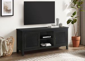  designed to accommodate TVs up to 65 inches. With two louvered doors