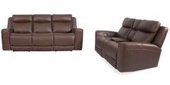 Introducing our comfortable and convenient Calgary sofa, designed with relaxation in mind. Calgary features power recline and headrest controls, allowing you to adjust your seating position easily. The over-padded headrests provide extra comfort, and the 