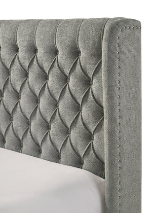  designed to bring a touch of luxury to your bedroom decor. With a stylish tufted headboard and a soft tweed fabric