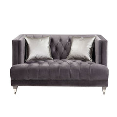 Tight Back & Seat Cushion (1+1) w/2 Pillows, Button Tufted, Nail-head Trim CONSTRUCTION] Pocket Coil Seat
