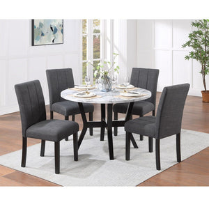 5 PC Pack Dining Set&&Engineered Marble Grain Table Top&&Padded Seat & Back Cushion