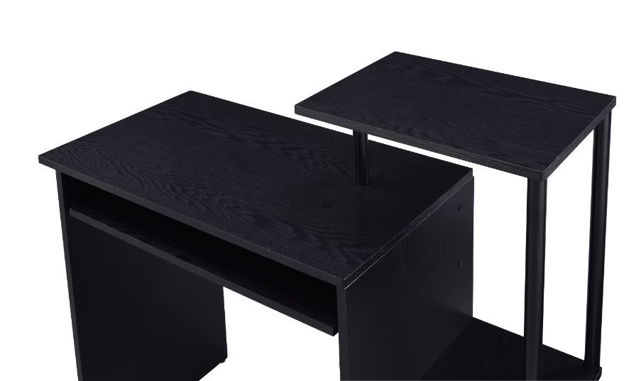 Begin your decor with your office at where you put in eight hours a day. Crafted from wood, the wooden desk in rusitc wood finish makes your workplace natural and down to earth. It features two open storage compartments with a desktop shelf ,while a under