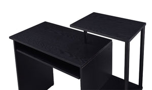  the wooden desk in rusitc wood finish makes your workplace natural and down to earth. It features two open storage compartments with a desktop shelf 