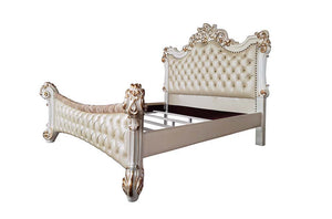 Dream happily-ever-after in a fairy-tale-inspired bed you have aspired to own all your life. This Vendom PU upholstered bed glints stylishly with its crystal-like button tufting and nailhead trim, elegant hand-brushed gold is paired with an antique pearl.