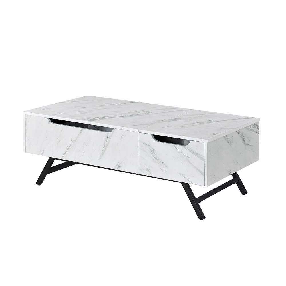 Never leave your couch again. Give your home a distinguished new look with this Throm faux marble lift-top coffee table. This coffee table offers a spacious surface that conveniently lifts for the ideal multipurpose workspace for you to work from home, su