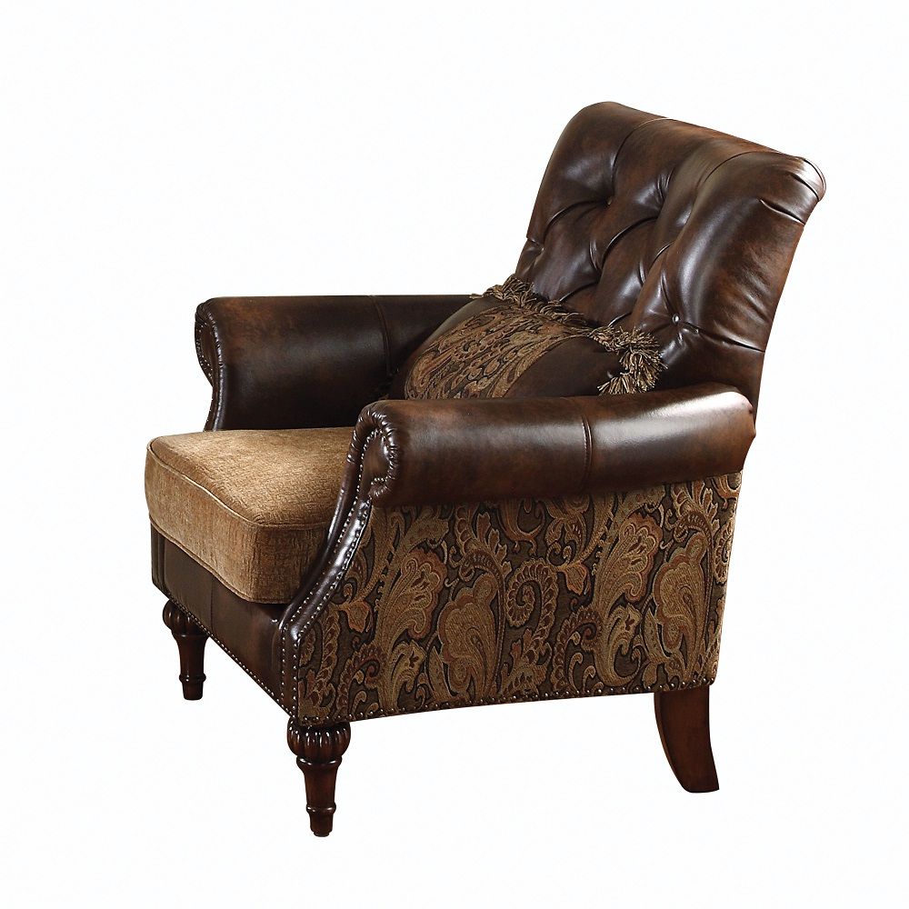 The Dreena traditional sofa collection features decorative molding trim, its complemented by comfortable seating made with faux leather and chenille fabric. This collection is perfectly suitable for any living room environment.<br/><br/><b>Product Feature