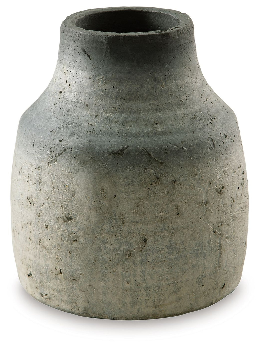 This vase has a weathered aesthetic that adds a culturally sophisticated look to your decor. Display the piece on a table or countertop where its artistry can be appreciated.<br/><br/><b>Product Features</b><ul><li>Made of cement</li><li>Black and gray di