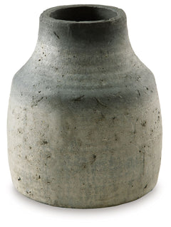 This vase has a weathered aesthetic that adds a culturally sophisticated look to your decor. Display the piece on a table or countertop where its artistry can be appreciated.<br/><br/><b>Product Features</b><ul><li>Made of cement</li><li>Black and gray di
