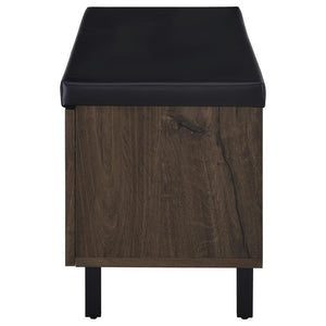 Brixton - 2-Door Padded Entryway Shoe Storage Bench - Smoked Oak
