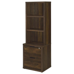 Westpark - 3-Shelf Bookcase USB And Lockable Drawer - Dark Pine