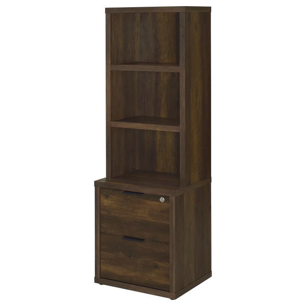 Westpark - 3-Shelf Bookcase USB And Lockable Drawer - Dark Pine