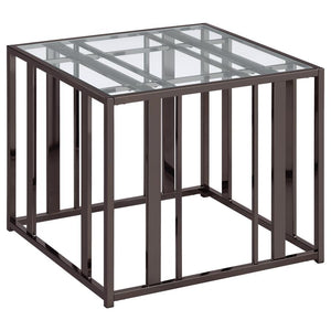 Adri - Rectangular Glass Top Side End Table - Black Nickel