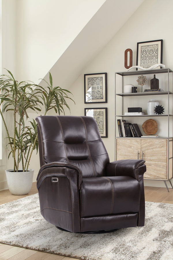 Carnegie - Powered By Freemotion Cordless Power Swivel Glider Recliner (Set of 2) - Verona Coffee