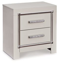 Bright, bold luxury. This nightstand dazzles with its attention to detail. Your love of glamorous style is reflected in its all-over faux gator in a metallic finish, exquisitely paired with faceted chrome-tone details. Complete with wireless and USB charg