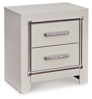 Bright, bold luxury. This nightstand dazzles with its attention to detail. Your love of glamorous style is reflected in its all-over faux gator in a metallic finish, exquisitely paired with faceted chrome-tone details. Complete with wireless and USB charg