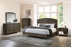 The Rex 5 Piece Bedroom Set in Walnut Brown includes everything you need to complete your bedroom: a headboard, footboard, two side rails, a slat kit, a dresser, a mirror, a chest, and a nightstand. Crafted from solid rubberwood, manufactured woods, and o