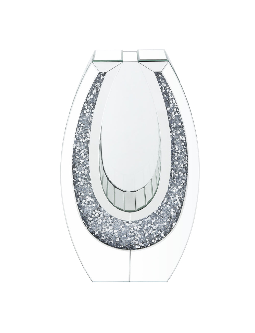 Display your dazzling sense of style with Noralie Accent Decor. Fitting in a variety of design aesthetic, this piece showcases an oval mirrored frame, with clear beveled glass surface and faux diamonds inlay that highlight its glamorous style. The accent 