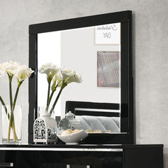 Brilliant accent to add to any modern living space. The Chelsie Mirror is a focal point on its own with its clean and sleek design. Add depth and reflect light with its beveled mirror inlay that features a perfect viewing angle. The black finish is excell