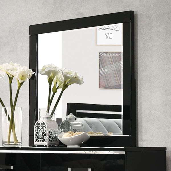 Brilliant accent to add to any modern living space. The Chelsie Mirror is a focal point on its own with its clean and sleek design. Add depth and reflect light with its beveled mirror inlay that features a perfect viewing angle. The black finish is excell
