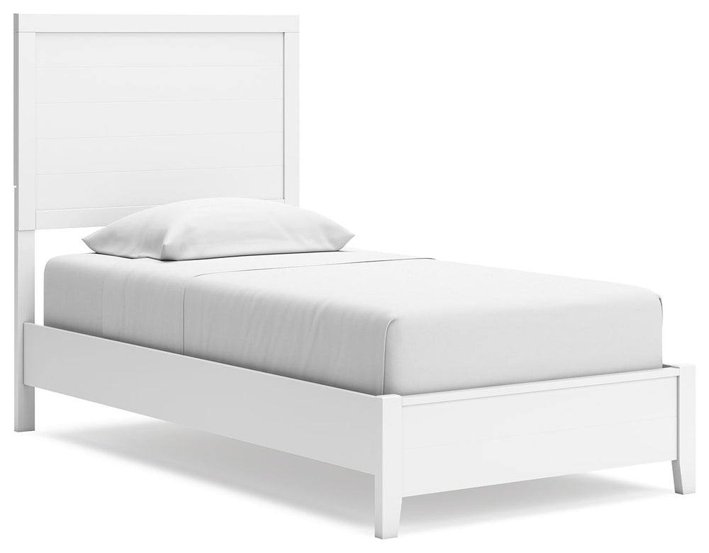 Are you a lover of casual contemporary style? Then this twin panel bed is perfect for you. The clean, white finish conveys an easy-breezy sensibility, while planked detailing enhances the design. Durable, sleek and stylish, it graces your space with timel