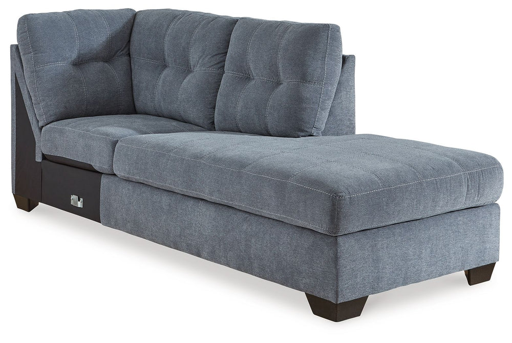 This right-arm facing corner chaise is made with polyester upholstery. Pairs with other items in the series to make a sectional.<br><br><b>Additional Dimensions</b><br><ul><li>Arm height: 38-"</li><li>Seat depth: 76-"</li><li>Seat height: 20-"</li><li>Top
