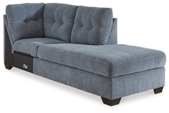 This right-arm facing corner chaise is made with polyester upholstery. Pairs with other items in the series to make a sectional.<br><br><b>Additional Dimensions</b><br><ul><li>Arm height: 38-"</li><li>Seat depth: 76-"</li><li>Seat height: 20-"</li><li>Top