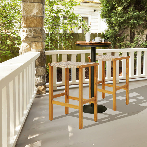 Mainly made of selected acacia wood for long-time use <br>Premium PE rattan for more elegance and durability <br>Ergonomic curved seat provides more coziness <br>Comfortable footrests are perfect to relax your feet <br>Rustic appearance fits different pat