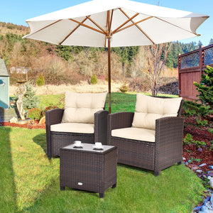 The strong and sturdy steel frame ensures the sturdiness of the set<br>Hand-woven rattan can withstand moderate rain or wind in outdoor<br>A wide armrest in suitable height is good for supporting and relaxing your arm<br>Thick and soft cushion with a high