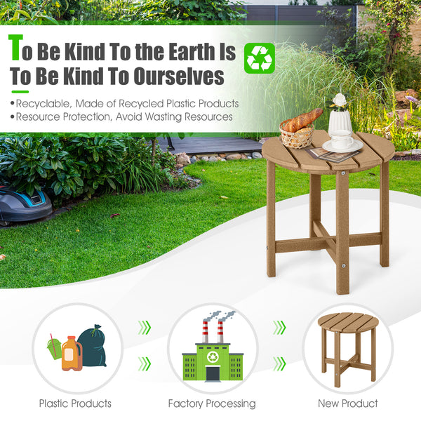 Remain its original color thanks to its sun-protective and colorfast HDPE material<br>Weather-resistant properties make this side table fit the outdoor environment<br>You can put this end table in the bathroom as well because it is waterproof<br>Endow thi