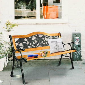 Consist of well-painted iron cast structure  solid wood seat and backrest frame  and PVC backrest pattern Come with a size of 49.5" x 20.5" x 30" and features a strong load-bearing capacity of up to 463 lbs Able to comfortably seat three medium-sized adul