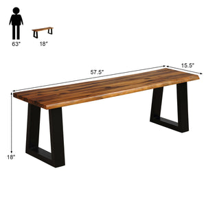 Acacia wood and metal legs  stable enough to hold up to 385 lbs<br>The real wood texture and polished surface  caters to the taste of contemporary society<br>Matches with table and rattan furniture  gives abundant and harmonious collocation<br>Thick panel