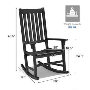 This rocking chair is constructed of premium acacia wood  which is corrosion-resistant and durable to support your long-term use. Â  Designed with contoured slatted seat  high back and widened armrest  the chair will give you comfortable sitting feeling t