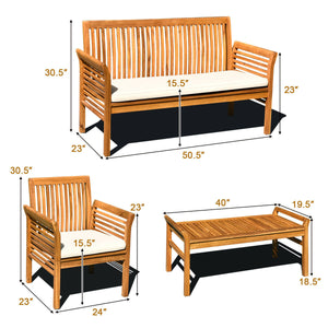 Features Acacia wood frame ensures sturdiness and durability<br>Thick and soft cushions will provide you excellent comfort<br>Curved armrest in suitable height to rest your arm<br>Cover with zipper of cushion is convenient to be taken off and washed<br>Cu