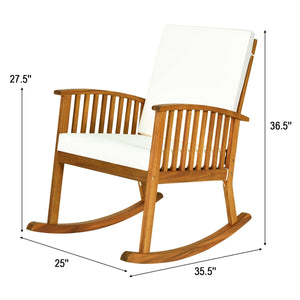 Comfortable and safe rocking function<br>Sturdy solid wood frame for long time use<br>Soft and thick cushions add comfort to your hip and legs<br>Armrest in suitable height to rest your arm and hand<br>Cover of cushion with zipper can be removed easily fo