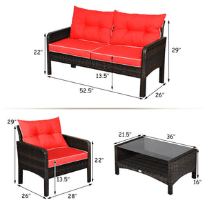 The rugged frame ensures sturdiness and stableness<br>Functional and beautiful design perfect for garden  backyard  and balcony<br>Rattan coffee table with tempered glass top and large storage space<br>Thick and comfortable cushions with removable cover<b