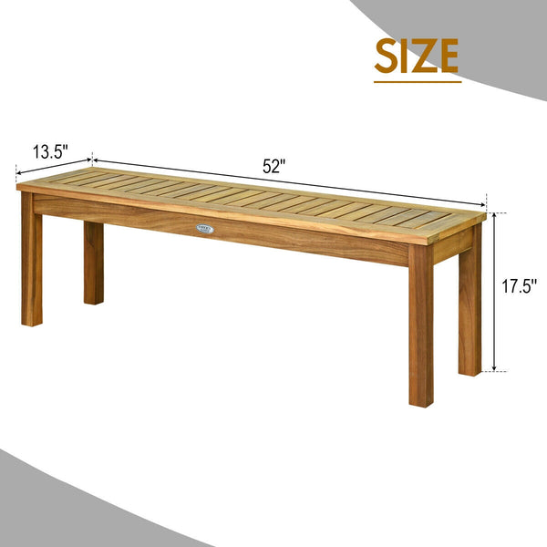 Solid acacia wood for durability and long service life Hollow slat design for great ventilation and prevent water accumulation Solid and thick legs provide stability and avoid shaking Stable base ensures security and high load bearing of 700 lbs Well matc