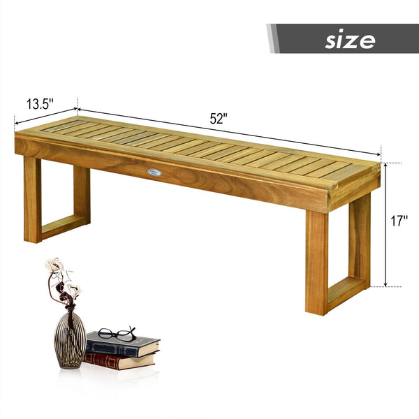 Made of solid acacia wood which provides stability and strong bearing capacity  the bench is super sturdy and durable. Â  Are you looking for a natural style bench for your patio? If so  this bench is highly recommended to you. Besides  with the varnish t