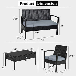 Made of sturdy and solid steel frame with all weather PE rattan  this patio rattan furniture set can keep stability and durability for long time use. Â  Breathable and soft cushions will hold you comfortably and the cover of cushion can be removed with sm