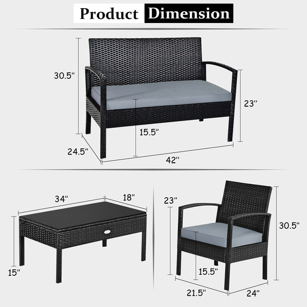 Made of sturdy and solid steel frame with all weather PE rattan  this patio rattan furniture set can keep stability and durability for long time use. Â  Breathable and soft cushions will hold you comfortably and the cover of cushion can be removed with sm