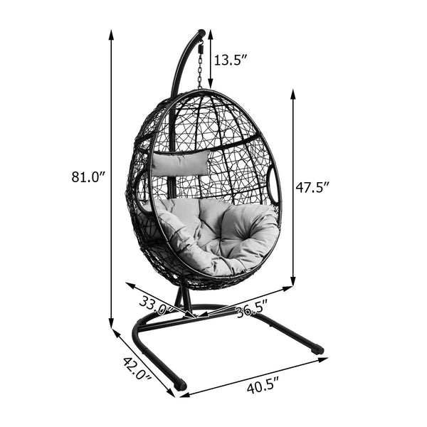 Rugged frame ensure the stability<br>Combined with non-slip pads for increased stability<br>Comfortable pillow and cushion are included for enhanced comfort<br>Safety hook and hanging chain provide better balance<br>Widely used indoor or outdoor<br>Relax 