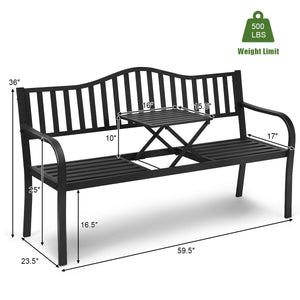 The practical garden bench provides you and your family or friends with the best place to relax. Â  The bench is made of rustproof powder-coated steel frame  which ensures durability and sturdiness for long servicing life. Besides  unique legs and non-sli