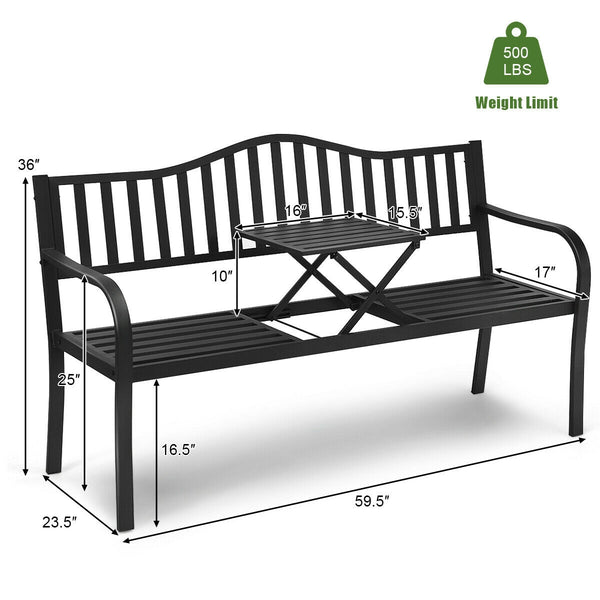 The practical garden bench provides you and your family or friends with the best place to relax. Â  The bench is made of rustproof powder-coated steel frame  which ensures durability and sturdiness for long servicing life. Besides  unique legs and non-sli