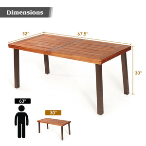 Â Acacia wood and steel materials ensure long time use<br>Â The surface of the table is waterproof and not to be scratched easily<br>Â 2â€ diameter umbrella hole with cover can be sealed again for a complete table<br>Â Widely used in the living room  gar