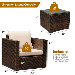 Made of sturdy steel and premium rattan  the sofa set is sturdy and durable which can be used for a long time. Â  Comes with a tempered glass top table  not only can you place some drinks or snacks on the hard tabletop to take conveniently but also some d