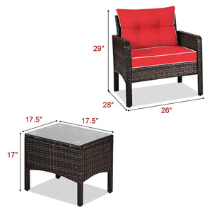 Made of high-quality PE rattan with strong toughness  it is not easy to break<br>Sturdy metal frame structure with superior load-bearing performance<br>A soft sponge filled cushions  comfortable and breathable<br>The thick tempered glass tabletop is sturd
