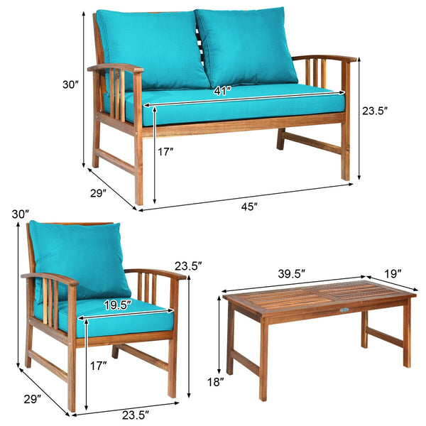 The solid and hardwood frame adds sturdiness to the set Not easy to deform and crack of the frame Painted with clear varnish and beauty can be kept for a long time Rearranged in various ways to meet your different needs Thick and soft cushions will provid